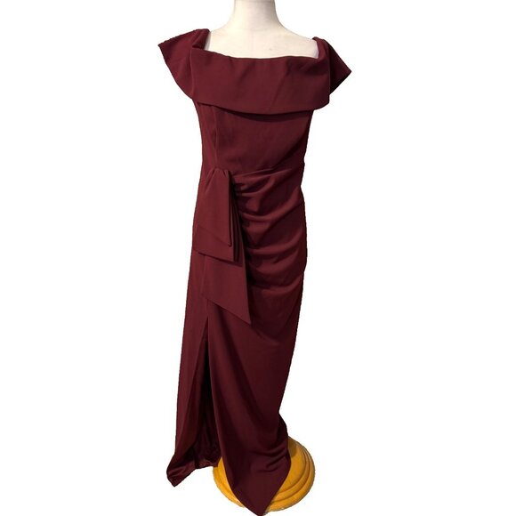 Xscape Formal Long Dress 14W Burdundy Party Gala Cruise Wedding Washable NEW - Picture 2 of 15